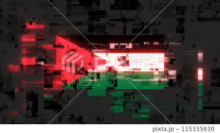 3D rendering flag Jordan with screen effects of technological glitches 3D rendering flag Jordan with screen effects of technological glitches 115335630