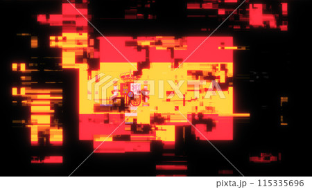 3D rendering flag Spain with screen effects of technological glitches 115335696