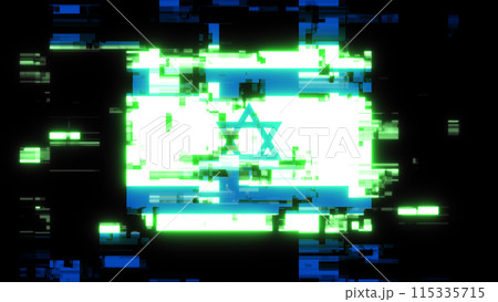 3D rendering flag Israel with screen effects of technological glitches 115335715