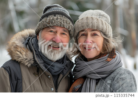 Portrait Of Senior Couple Hiking Through Countryside 115335744