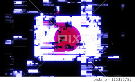 3D rendering flag Japan with screen effects of technological glitches 3D rendering flag Japan with screen effects of technological glitches 115335783