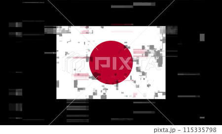 3D rendering flag Japan with screen effects of technological glitches 3D rendering flag Japan with screen effects of technological glitches 115335798