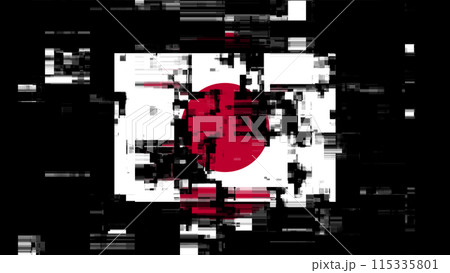 3D rendering flag Japan with screen effects of technological glitches 3D rendering flag Japan with screen effects of technological glitches 115335801