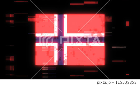 3D rendering flag Norway with screen effects of technological glitches 3D rendering flag Norway with screen effects of technological glitches 115335855