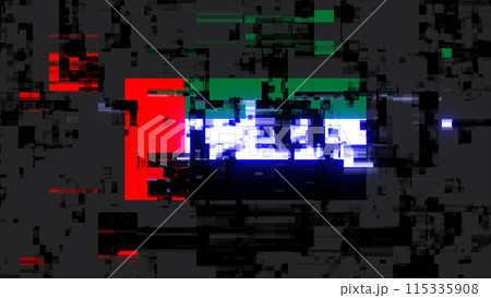 3D rendering flag UAE with screen effects of technological glitches 115335908