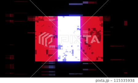 3D rendering flag Peru with screen effects of technological glitches 115335938