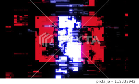 3D rendering flag Peru with screen effects of technological glitches 115335942