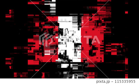 3D rendering flag Peru with screen effects of technological glitches 115335955