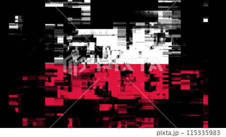 3D rendering flag Poland with screen effects of technological glitches 115335983