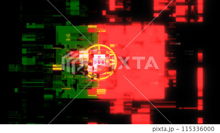 3D rendering flag Portugal with screen effects of technological glitches 3D rendering flag Portugal with screen effects of technological glitches 115336000