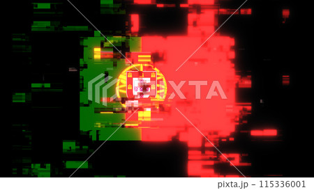 3D rendering flag Portugal with screen effects of technological glitches 3D rendering flag Portugal with screen effects of technological glitches 115336001