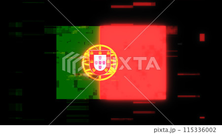 3D rendering flag Portugal with screen effects of technological glitches 115336002