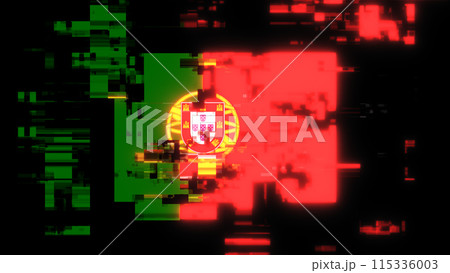 3D rendering flag Portugal with screen effects of technological glitches 115336003