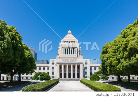 「東京都」青空と国会議事堂 「東京都」青空と国会議事堂 115336071