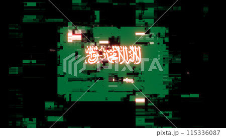 3D rendering flag Saudi Arabia with screen effects of technological glitches 3D rendering flag Saudi Arabia with screen effects of technological glitches 115336087