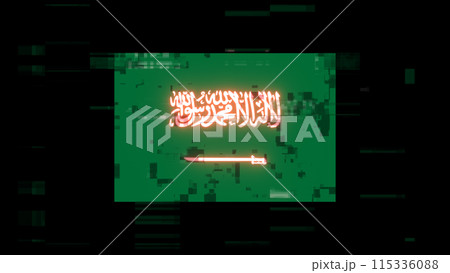 3D rendering flag Saudi Arabia with screen effects of technological glitches 3D rendering flag Saudi Arabia with screen effects of technological glitches 115336088