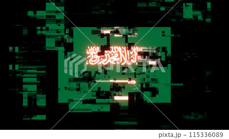 3D rendering flag Saudi Arabia with screen effects of technological glitches 3D rendering flag Saudi Arabia with screen effects of technological glitches 115336089