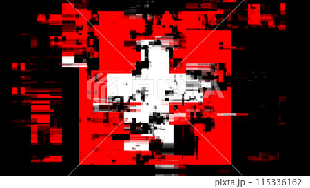 3D rendering flag Switzerland with screen effects of technological glitches 115336162