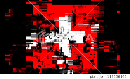 3D rendering flag Switzerland with screen effects of technological glitches 115336163