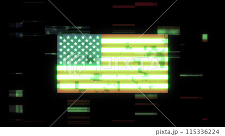 3D rendering flag USA with screen effects of technological glitches 3D rendering flag USA with screen effects of technological glitches 115336224