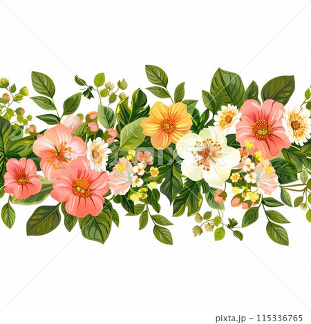 Banner Flowers and leaves, brawn in watercolor . Floral background, wallpaper for design 115336765