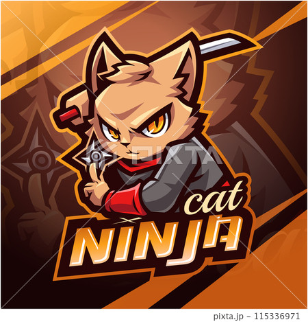 Ninja cat esport mascot logo design Ninja cat esport mascot logo design 115336971
