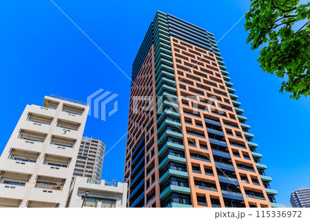 東京　中央区　月島駅周辺の都市風景 115336972