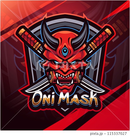 Oni mask mascot logo design 115337027