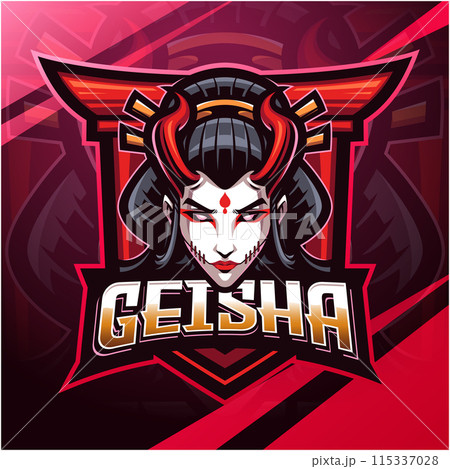 Geisha head mascot logo design Geisha head mascot logo design 115337028
