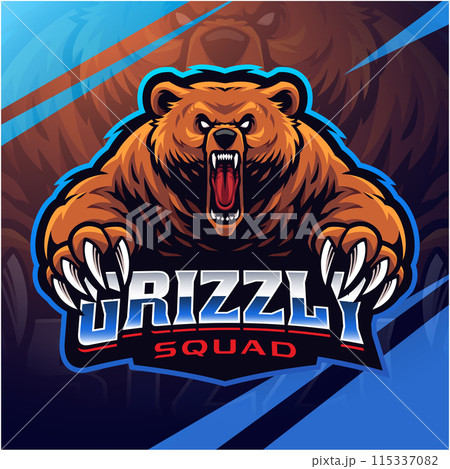 Grizzly esport mascot logo design 115337082