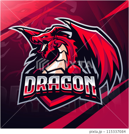 Dragon esport mascot logo design 115337084