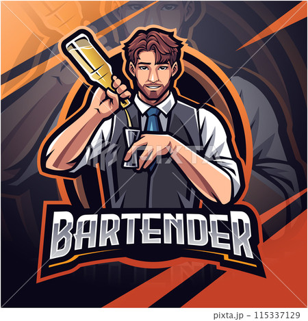 Bartender esport mascot logo design 115337129