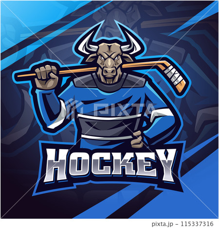 Bull hockey esport mascot logo design 115337316