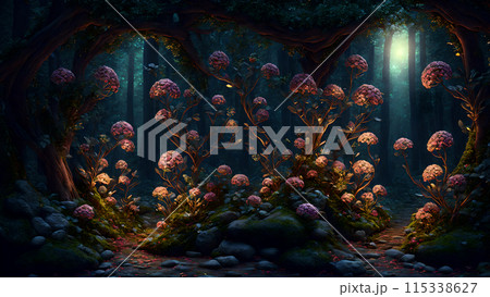 Ancient Floral Forest background 3d wallpaper 115338627