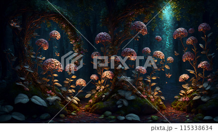 Ancient Floral Forest background 3d wallpaper 115338634