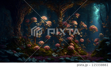 Ancient Floral Forest background 3d wallpaper Ancient Floral Forest background 3d wallpaper 115338661