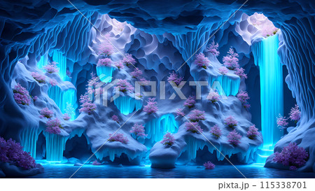 Blooming Ice Caves background 3d wallpaper 115338701