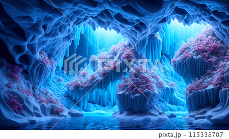 Blooming Ice Caves background 3d wallpaper 115338707