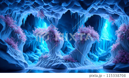 Blooming Ice Caves background 3d wallpaper 115338708