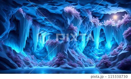 Blooming Ice Caves background 3d wallpaper 115338730