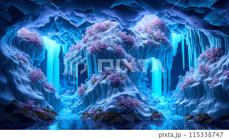 Blooming Ice Caves background 3d wallpaper 115338747