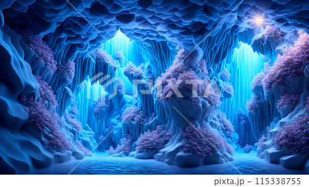 Blooming Ice Caves background 3d wallpaper 115338755