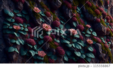 Flowering Cliffside background 3d wallpaper 115338867
