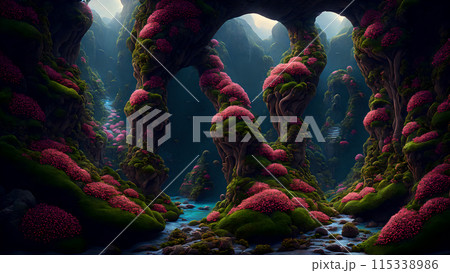 Secret Floral Valley background 3d wallpaper 115338986