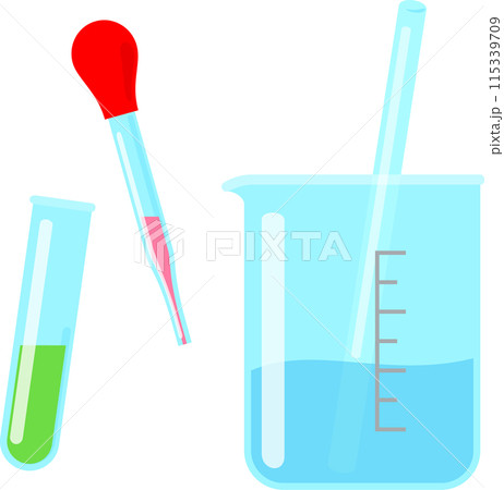 ガラス棒で攪拌されるビーカーに入った液体 ガラス棒で攪拌されるビーカーに入った液体 115339709