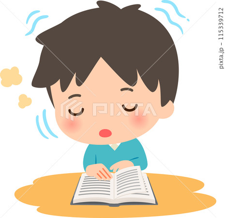 読書中に居眠りする男性 115339712