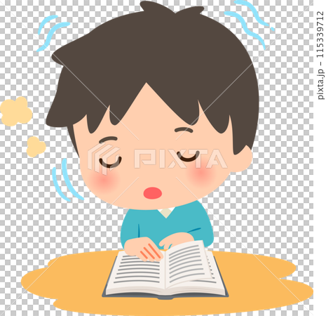 読書中に居眠りする男性 115339712
