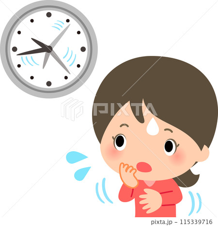 時間が過ぎるのが速くて焦っている女性 115339716