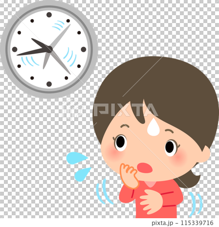 A woman who is anxious because time is passing too quickly 115339716