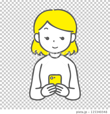 Laughing woman looking at smartphone Laughing woman looking at smartphone 115340348